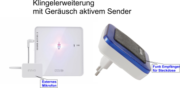 Klingelerweiterung per Funk mit Geräusch Sensor universal an jeder Klingel